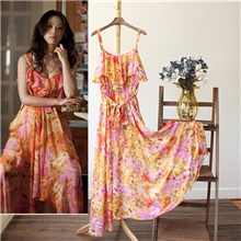 J4Y2505清仓北京遇上西雅图汤唯同款花朵印花连衣裙