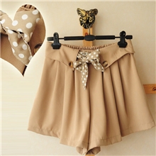 Y6422外贸原单sagunFork蝴蝶结系带女式宽版短裤