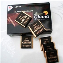 供应【聚友】韩国进口零食品乐天加纳纯黑巧克力24盒/箱3.2kg