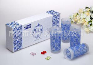 艾格莱雅玻璃杯磨砂印花水杯60138ME/L4促销礼品青花杯杯具