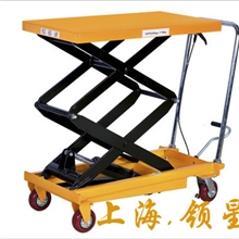载重500公斤升高1.5米双剪叉手动液压升降平台车