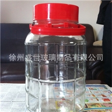 现货供应：5L高白料泡酒瓶方格瓶梅酒瓶储藏罐发酵罐