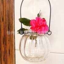 南瓜吊瓶玻璃瓶铁丝吊瓶玻璃瓶时尚花瓶挂瓶