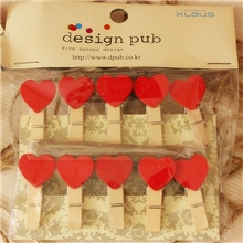 批发可爱桃心夹木夹子|韩版小夹子套装麻绳+10个木夹子YB-10