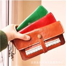 韩国文具批发可爱皮质卡夹时尚钱夹复古蕾丝笔袋2008142