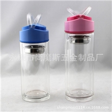 双层玻璃杯厂家透明水杯带盖广告杯子批发礼品杯定制印logo