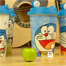 焦点陶瓷供应创意环保杯叮当猫陶瓷杯盖杯叮当猫批发AK1154