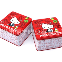 卡通KITTY猫正方形手表盒礼品包装金属铁盒马口铁罐