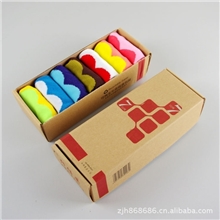 女士星期袜可爱船袜七彩爱心卡通短筒袜子7双一盒装袜子批发