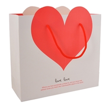 【现货】直销白色精美礼品袋大红爱心包装袋婚庆大号纸袋子