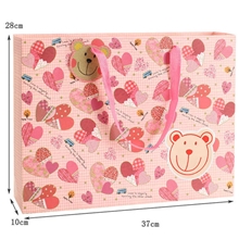 工厂直销韩式精美礼品袋粉色爱心小熊包装袋大号11B09-2