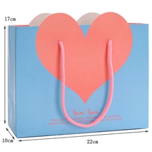 批发手提纸袋婚庆礼品袋蓝色爱心包装袋中号手提袋310(2)