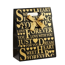 工厂直销韩式精美礼品袋黑底金色英文包装袋小号纸袋S10-470