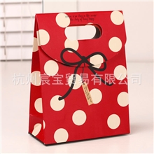 工厂直销韩式粘扣袋喜糖袋大红底白色圈心礼品袋中号9-160(2)