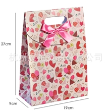 工厂直销韩式精美礼品包装袋纸袋粉色桃心婚庆礼袋中号434（2