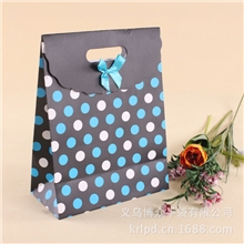 批发中国风高档礼物包装袋黑底圆点礼品袋纸质翻盖袋KR0808