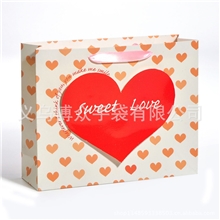 【纸袋厂家】供应KR70-1满版红色爱心桃纸袋（中号）款式新颖