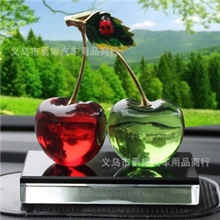 厂家直销汽车香水座水晶香水座K9合金带叶子樱桃香水座