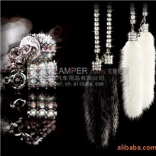 供应品牌GARSON-DAD水晶后视镜貂毛掛饰水钻貂毛吊饰