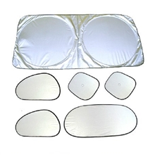 低价批发涂银布遮阳挡银胶布太阳挡双圈遮阳挡六件套150*70