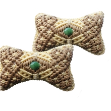 汽车坐垫头枕手编冰丝头枕颈枕对装车用头枕