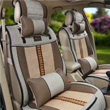 厂家直销亚麻皮革四季通用汽车座垫车垫坐垫套四季垫冰丝