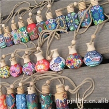 软陶挂绳精油瓶/香水瓶家居车载两用一瓶装/香水挂件，汽车挂件