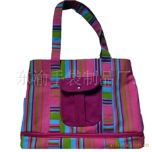 供应条纹类帆布女装手提包购物袋。