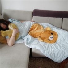 SAN-X轻松熊&黑猫折叠靠垫两用靠垫靠垫被空调被