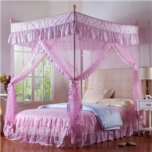 涵绣中高档三开不锈钢落地宫廷蚊帐批发韩式公主田园加高床幔