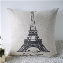 厂家直销！埃菲尔铁塔棉麻家居抱枕混批