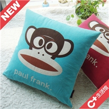 厂家供应批发棉麻抱枕套新品促销靠垫猴子枕套混批