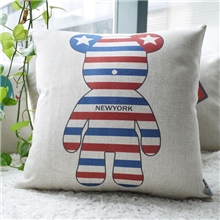 9月新款！暴力熊创意棉麻抱枕套卡通抱枕套红蓝格子沙发垫