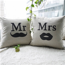 厂家直销！家居棉麻创意个性抱枕日韩风格Mr和Mrs混批