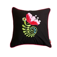 魅香丽影民族风抱枕黑色靠垫创意家居布艺手工刺绣抱枕靠枕45*45