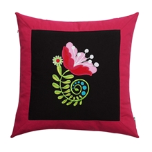 魅香丽影民族风家居沙发靠背黑底绣花方形布艺大抱枕靠垫55*55