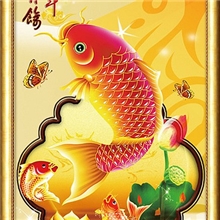 印花3D十字绣批发生产厂家5D十字绣年年有余鲤鱼鸿运当头福图