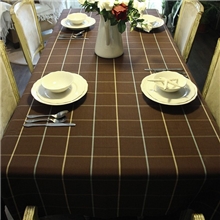 供应纯棉加厚帆布桌布格子咖啡色红色定做布料布艺产品批发
