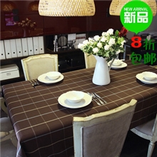 欧若拉桌布布艺咖啡色格子餐桌布茶几桌布西餐厅台布桌旗