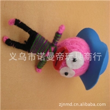 钥匙扣棉线娃娃钥匙扣爆头牛仔毛线材料球型钥匙扣