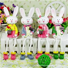 【厂家直销】大号米菲兔子吊脚树脂吊腿娃娃工艺摆件节日礼品