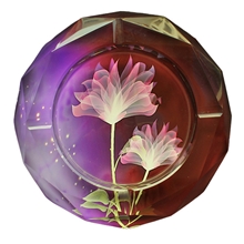 新款精品水晶玻璃烟灰缸创意兰草花图案烟灰缸家居装饰品批发