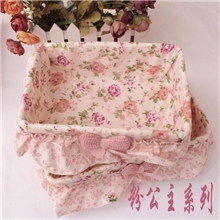 厂家直销收纳篮遥控篮储物篮化妆品收纳盒田园蕾丝