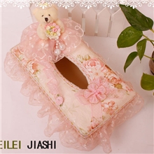 蓓蕾家饰*卡通熊纸巾盒纸巾盒抽毛绒创意纸巾盒车用蕾丝