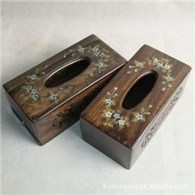 【东兴红木坊】越南红木花梨木鸡翅贝花纸巾盒餐巾盒抽纸