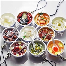 仿真食物碗挂件批发供应小青花碗手机链义乌创意小商品批发