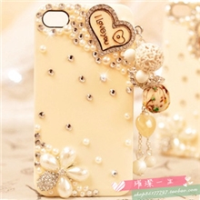 最新款苹果4s手机壳正品iPhone5l手机壳爱心流苏水钻手机壳水钻