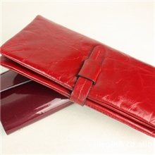 正品订做油蜡皮大容量抽带两折女钱包女士牛皮长款钱夹手拿包