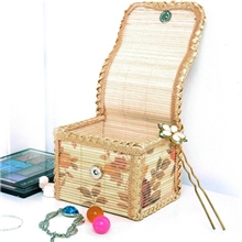 【厂家直销】竹编花簇正方形首饰收纳盒