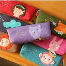 韩国文具HelloGeeks可爱动物羊毛毡笔袋